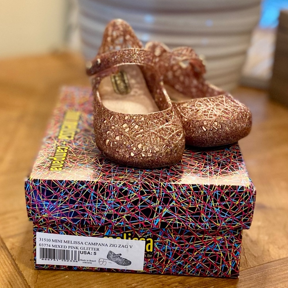 Mini Melissa Pink Glitter Kids Shoes